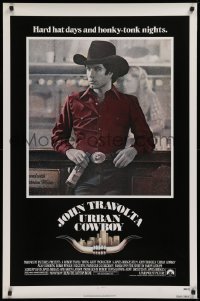 1c969 URBAN COWBOY 1sh 1980 great image of John Travolta in cowboy hat with Lone Star beer!