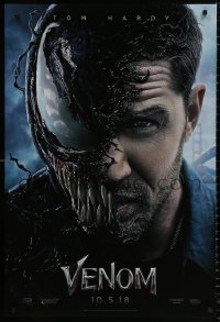 1c975 VENOM teaser DS 1sh 2018 Marvel, great image of Tom Hardy in the title role transforming!