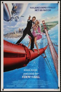 1c976 VIEW TO A KILL style B 1sh 1985 Goozee art of Moore as Bond, Tanya Roberts & Walken!