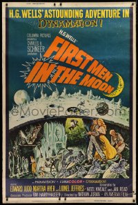 1d004 FIRST MEN IN THE MOON style Z 40x60 1964 Ray Harryhausen, H.G. Wells, fantastic sci-fi art!