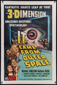 1d085 IT CAME FROM OUTER SPACE linen 3D 1sh 1953 Ray Bradbury, classic 3-D sci-fi, Joseph Smith art!