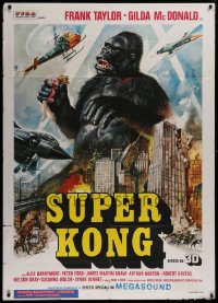 1d171 APE Italian 1p 1977 3-D, wonderful art of huge Super Kong holding sexy girl over city!
