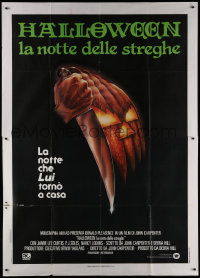 1d167 HALLOWEEN Italian 2p 1979 John Carpenter classic, great Bob Gleason jack-o-lantern art!