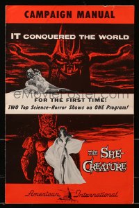 1d152 IT CONQUERED THE WORLD/SHE-CREATURE pressbook 1956 twin terror show tops them all!