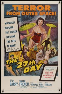 1f055 27th DAY 1sh 1957 terror from space, mightiest shocker the screen ever had the guts to make!
