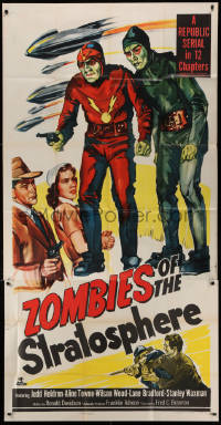 1f005 ZOMBIES OF THE STRATOSPHERE 3sh 1952 cool art of aliens with guns including Leonard Nimoy!