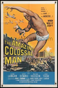 1f057 AMAZING COLOSSAL MAN 1sh 1957 AIP, Bert I. Gordon, art of the giant monster by Albert Kallis!