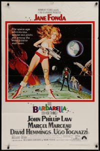 1f064 BARBARELLA 1sh 1968 sci-fi art of Jane Fonda by McGinnis, Roger Vadim, large credit style!