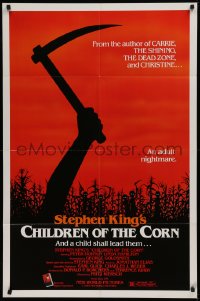 1f075 CHILDREN OF THE CORN 1sh 1983 Stephen King horror, an adult nightmare, cool sickle image!