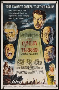 1f079 COMEDY OF TERRORS 1sh 1964 Boris Karloff, Peter Lorre, Vincent Price, Joe E. Brown, Tourneur!