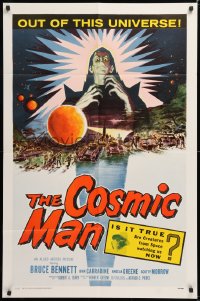 1f081 COSMIC MAN 1sh 1959 artwork of soldiers & tanks attacking wacky creature from space!