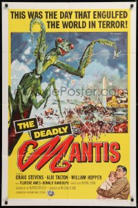 1f086 DEADLY MANTIS 1sh 1957 classic art of giant insect by Washington Monument by Ken Sawyer!