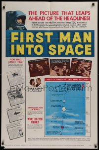 1f099 FIRST MAN INTO SPACE 1sh 1959 most dangerous & daring mission of all time, astronaut images!