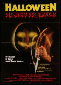 1f046 HALLOWEEN German 1979 John Carpenter classic, great different jack-o-lantern & knife art!