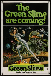 1f112 GREEN SLIME 1sh 1969 cheesy sci-fi movie, art of sexy astronaut & monster by Vic Livoti