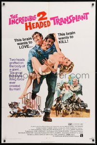 1f119 INCREDIBLE 2 HEADED TRANSPLANT 1sh 1971 one brain wants to love, the other wants to kill!