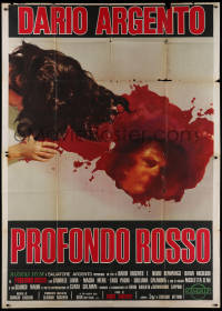 1f034 DEEP RED Italian 2p 1975 Dario Argento, gruesome art of killer reflection in pool of blood!