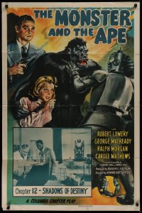 1f133 MONSTER & THE APE chapter 12 1sh 1945 sci-fi art of giant gorilla battling funky robot, rare!