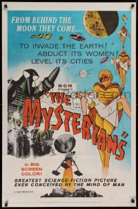 1f136 MYSTERIANS 1sh 1959 they're abducting Earth's women & leveling its cities, MGM printing!