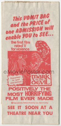 1f023 MARK OF THE DEVIL vomit bag 1970 this movie is guaranteed to upset your stomach!