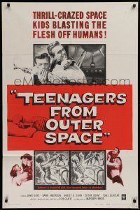 1f161 TEENAGERS FROM OUTER SPACE 1sh 1959 thrill-crazed hoodlums on a horrendous ray-gun rampage!