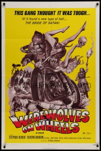 1f175 WEREWOLVES ON WHEELS 1sh 1971 great art of wolfman biker on motorcycle by Joseph Smith!