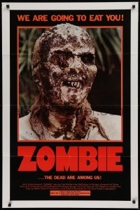 1f179 ZOMBIE 1sh 1980 Zombi 2, Lucio Fulci classic, gross c/u of undead, we are going to eat you!