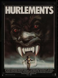 1g009 HOWLING French 16x21 1981 Joe Dante, creepy Michel Landi art of woman running from monster!