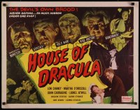 1g120 HOUSE OF DRACULA 1/2sh R1950 Lon Chaney Jr., John Carradine & other monsters, very rare!