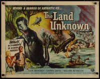 1g128 LAND UNKNOWN style B 1/2sh 1957 Ken Sawyer art of dinosaurs in a paradise of hidden terrors!