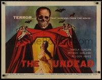 1g137 UNDEAD 1/2sh 1957 Albert Kallis art of huge skeleton & sexy Pamela Duncan, Roger Corman!