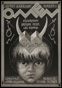 1g002 OMEN Hungarian 22x32 1989 different Felvideki art of horned demonic child, very rare!