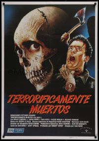 1g010 EVIL DEAD 2 Spanish 1988 Tejeiro art of skull & severed hand attacking Bruce Campbell, rare!