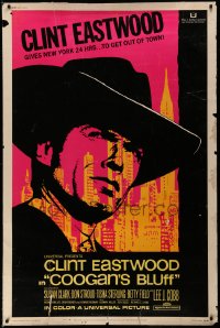 1h073 COOGAN'S BLUFF 40x60 1968 art of Clint Eastwood in New York City, directed by Don Siegel