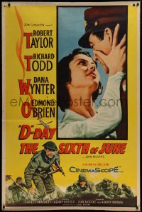 1h074 D-DAY THE SIXTH OF JUNE style Y 40x60 1956 Robert Taylor & sexy Dana Wynter in WWII, rare!