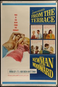 1h082 FROM THE TERRACE style Y 40x60 1960 artwork of Paul Newman & sexy Joanne Woodward!