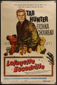 1h086 LAFAYETTE ESCADRILLE style Y 40x60 1958 Tab Hunter was a young rebel who couldn't wait for WWI!