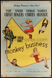 1h089 MONKEY BUSINESS style Y 40x60 1952 Grant, Rogers, sexy Marilyn Monroe, Coburn, ultra-rare!