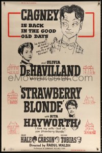 1h100 STRAWBERRY BLONDE 40x60 R1957 De Havilland, Hayworth, Cagney is back in the good old days!