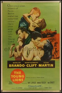 1h106 YOUNG LIONS style Y 40x60 1958 Nazi Marlon Brando, Dean Martin & Montgomery Clift, ultra-rare!