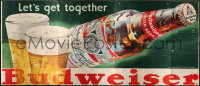 1h159 BUDWEISER billboard 1950s Let's Get Together, great art of giant beer bottle!