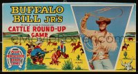 1h351 BUFFALO BILL JR. board game 1956 cool cowboy western box art, the Cattle Round-Up Game!