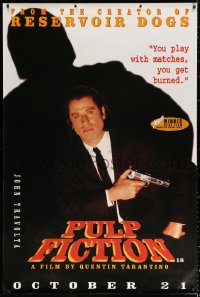 1h025 PULP FICTION group of 2 advance English 40x60 1994 Travolta as Vincent, Keitel as The Wolf!