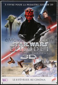 1h136 PHANTOM MENACE printer's test advance DS French 1p R2012 Star Wars Episode I in 3-D, top cast!