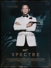 1h140 SPECTRE DS French 1p 2015 great image of Daniel Craig as James Bond with villain background!