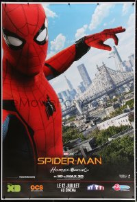 1h147 SPIDER-MAN: HOMECOMING teaser DS French 1p 2017 close-up Tom Holland in costume over city!