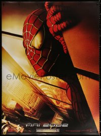 1h145 SPIDER-MAN teaser DS French 1p 2002 Tobey Maguire w/WTC towers in eyes, Marvel Comics!