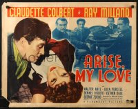 1h205 ARISE MY LOVE 1/2sh 1940 reporter Claudette Colbert rescues soldier Ray Milland, ultra-rare!