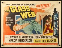 1h217 GLASS WEB style B 2D 1/2sh 1953 Edward G. Robinson, Forsythe, sexy Kathleen Hughes in robe!