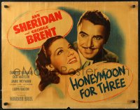 1h221 HONEYMOON FOR THREE style A 1/2sh 1941 c/u of pretty Ann Sheridan & George Brent, ultra-rare!